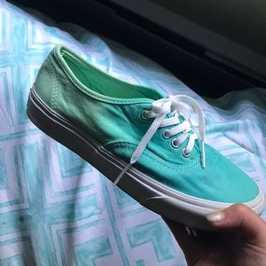 teal-green ombré low top vans